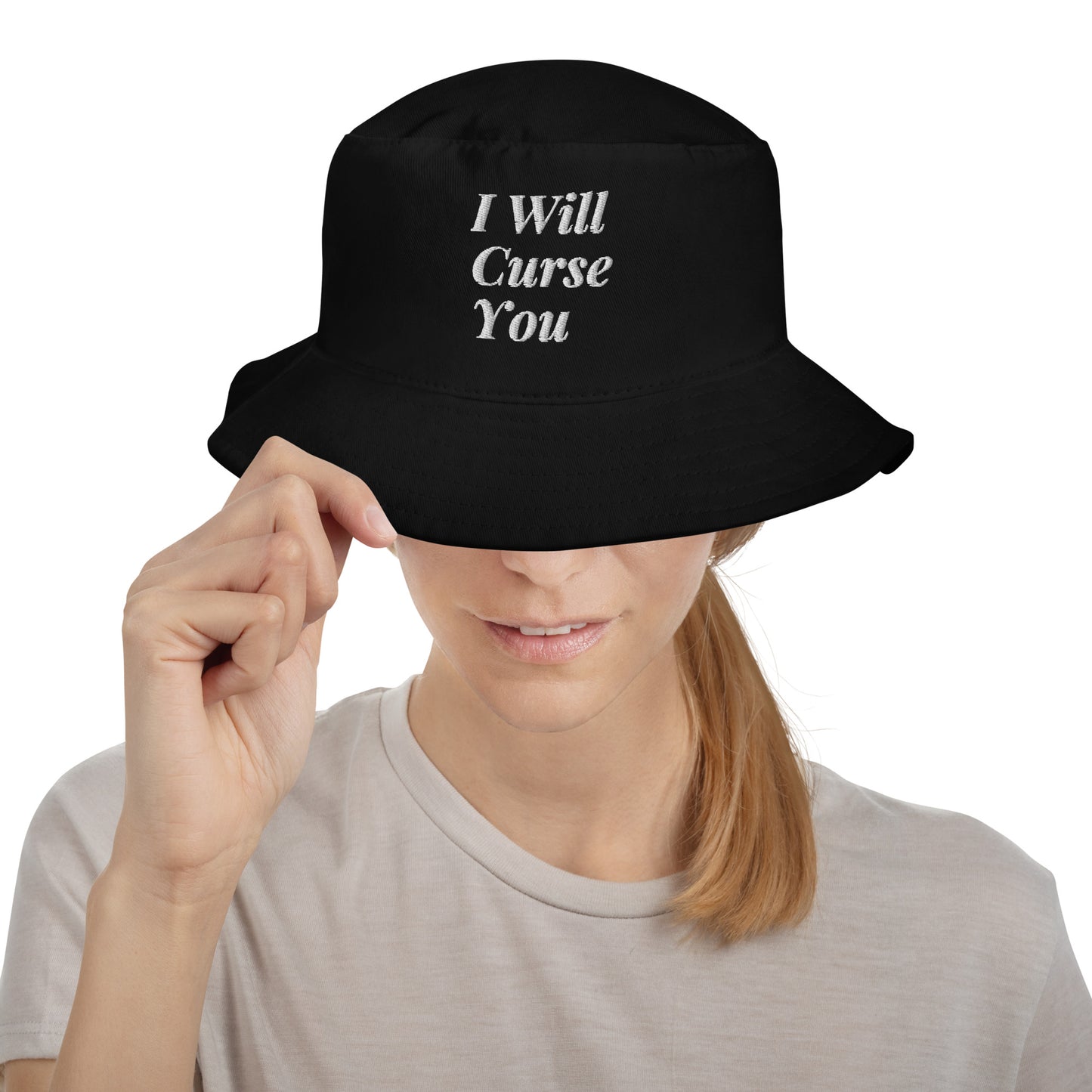 Embroidered Bucket Hat - "I Will Curse You"