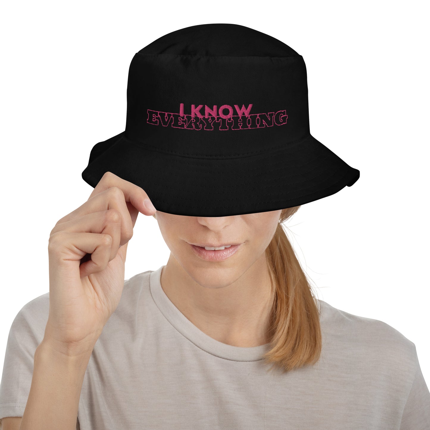 Embroidered Bucket Hat - "I Know Everything"