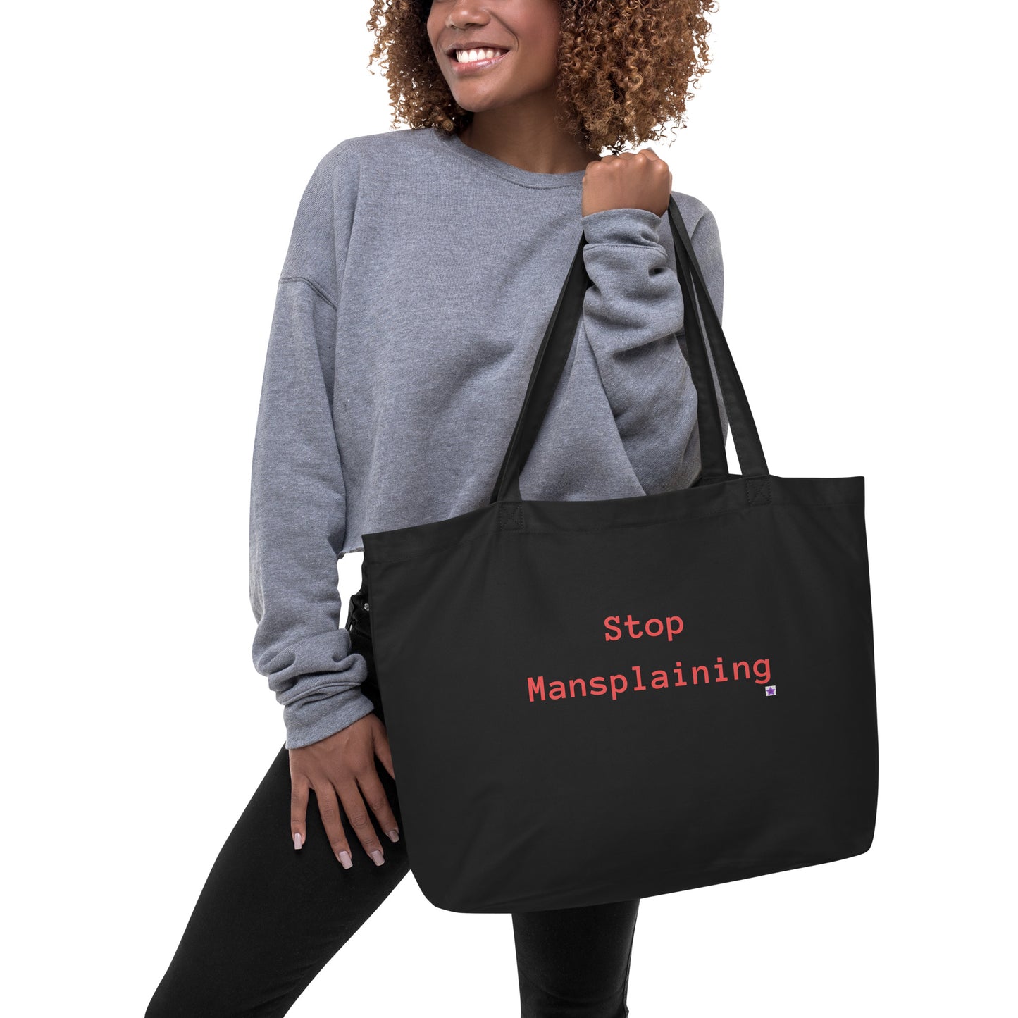 Large Eco tote bag - Stop Mansplaining