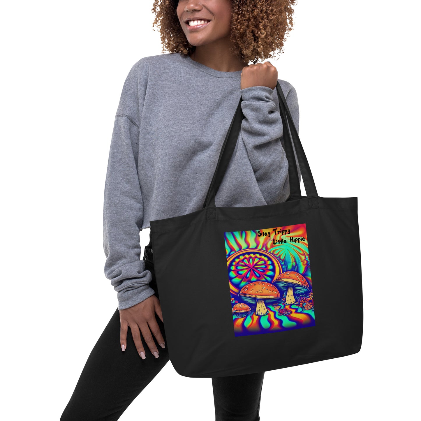 Stay Trippy Little Hippie - Large Eco Tote Bag