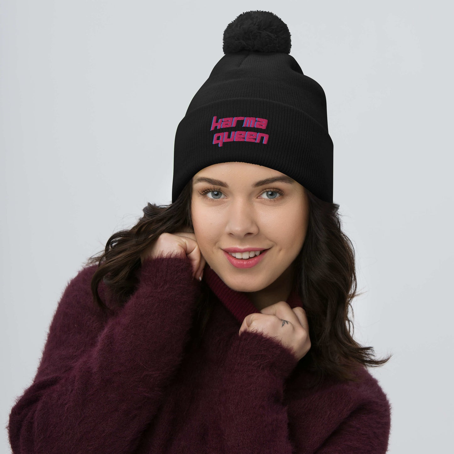 Pom Pom Beanie - "Karma Queen"