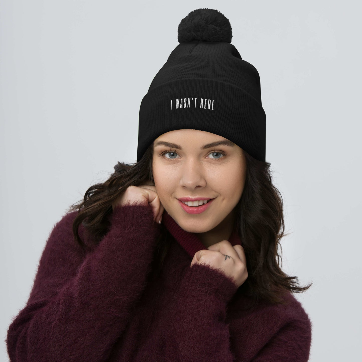 Pom Pom Beanie - "I Wasn't Here"