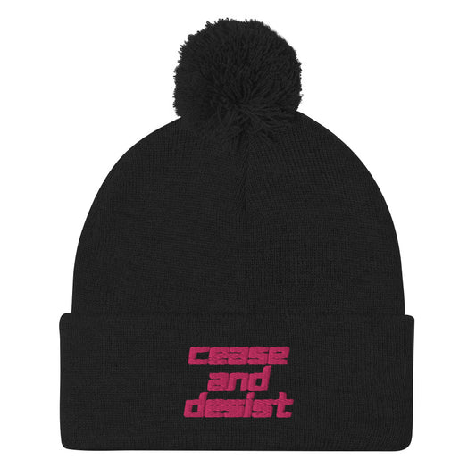 Pom Pom Beanie - "Cease and Desist",