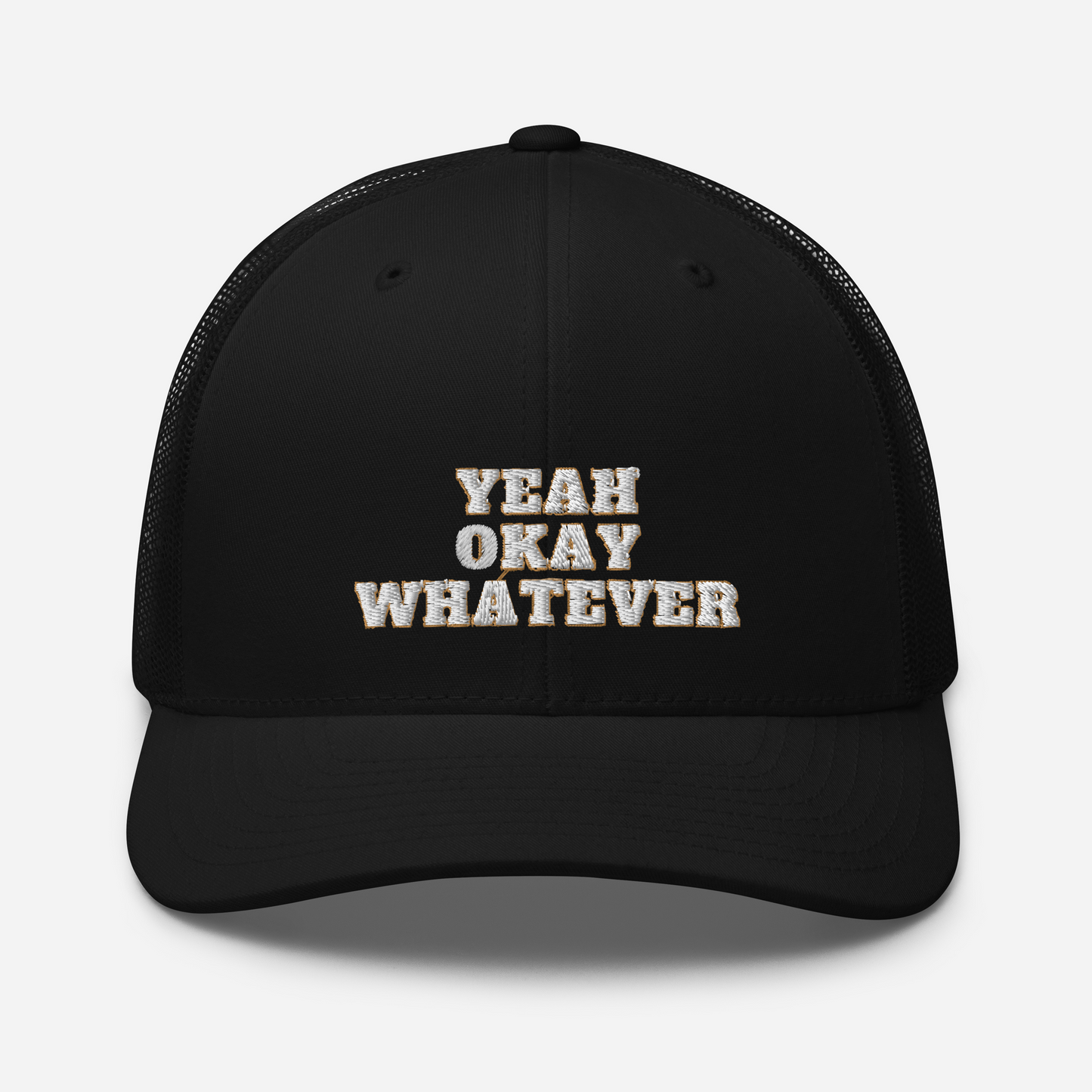 Embroidered Retro Style Trucker Cap - Yeah Okay Whatever