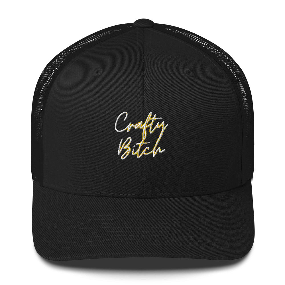 Embroidered Retro Style Trucker Cap - "Crafty Bitch"