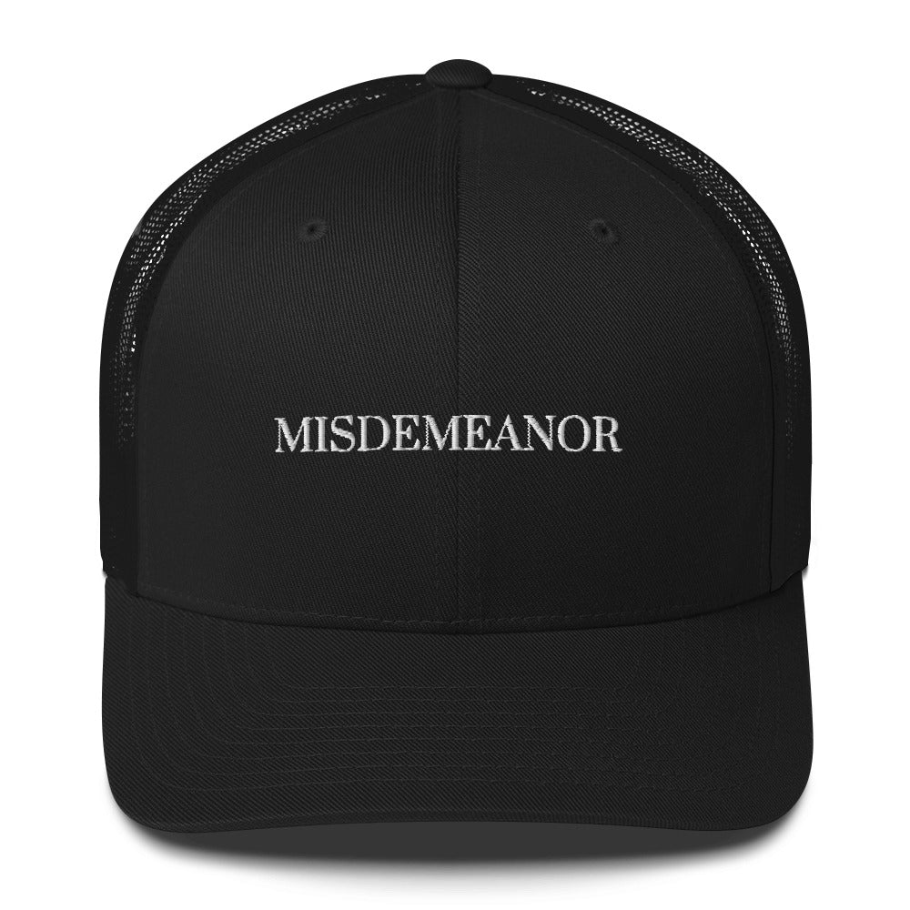 Embroidered Retro Style Trucker Cap - "Misdemeanor"