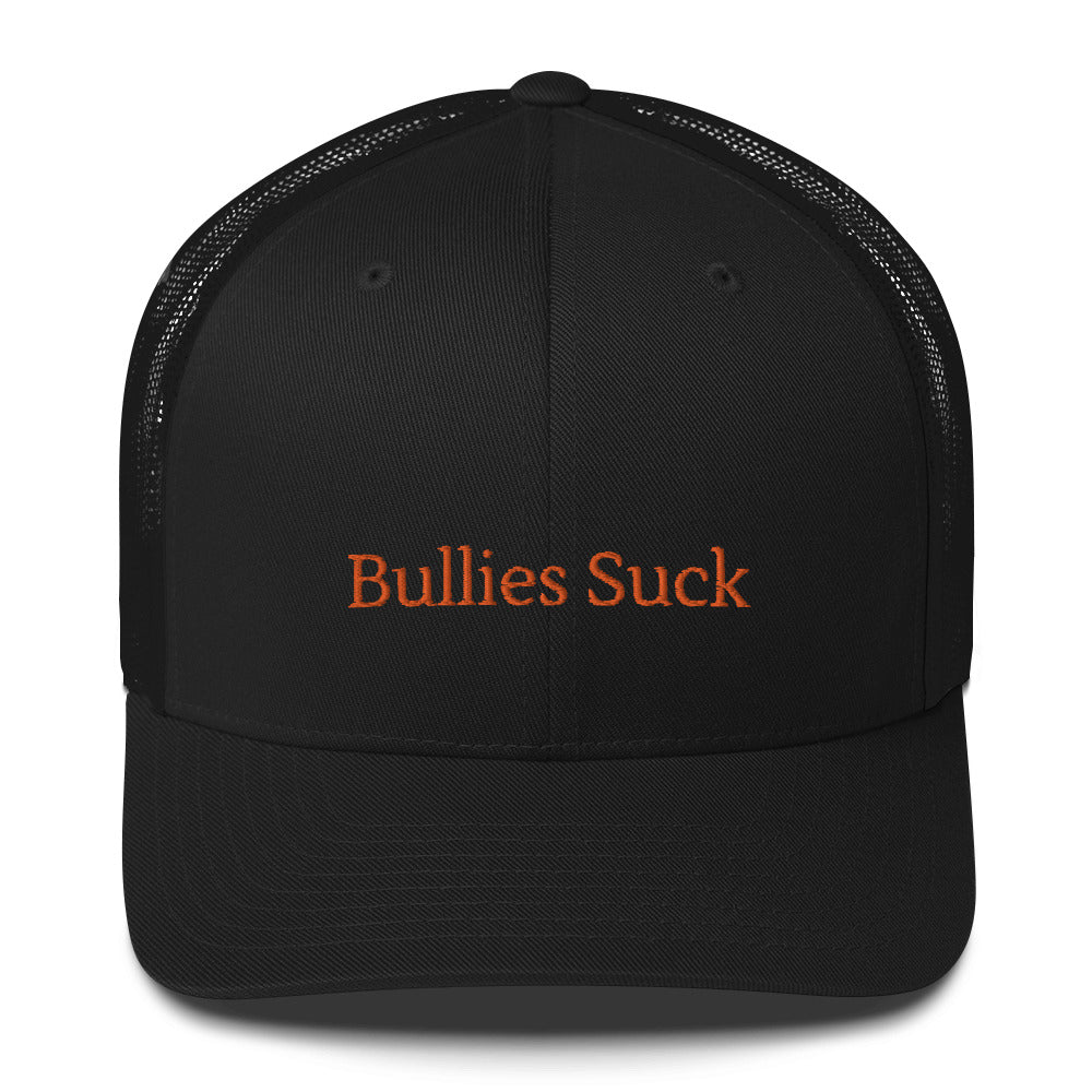 Embroidered Retro Style Trucker Cap - "Bullies Suck"