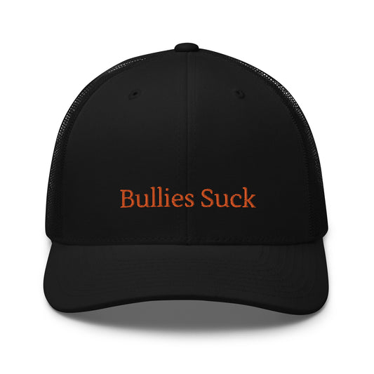 Embroidered Retro Style Trucker Cap - "Bullies Suck"