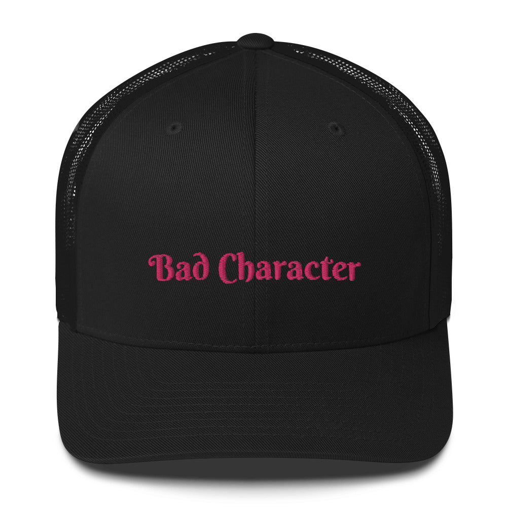 Embroidered Retro Style Trucker Cap - "Bad Character"