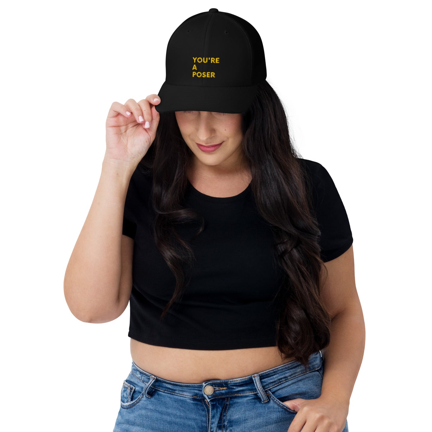 Embroidered Retro Style Trucker Cap - "You're A Poser