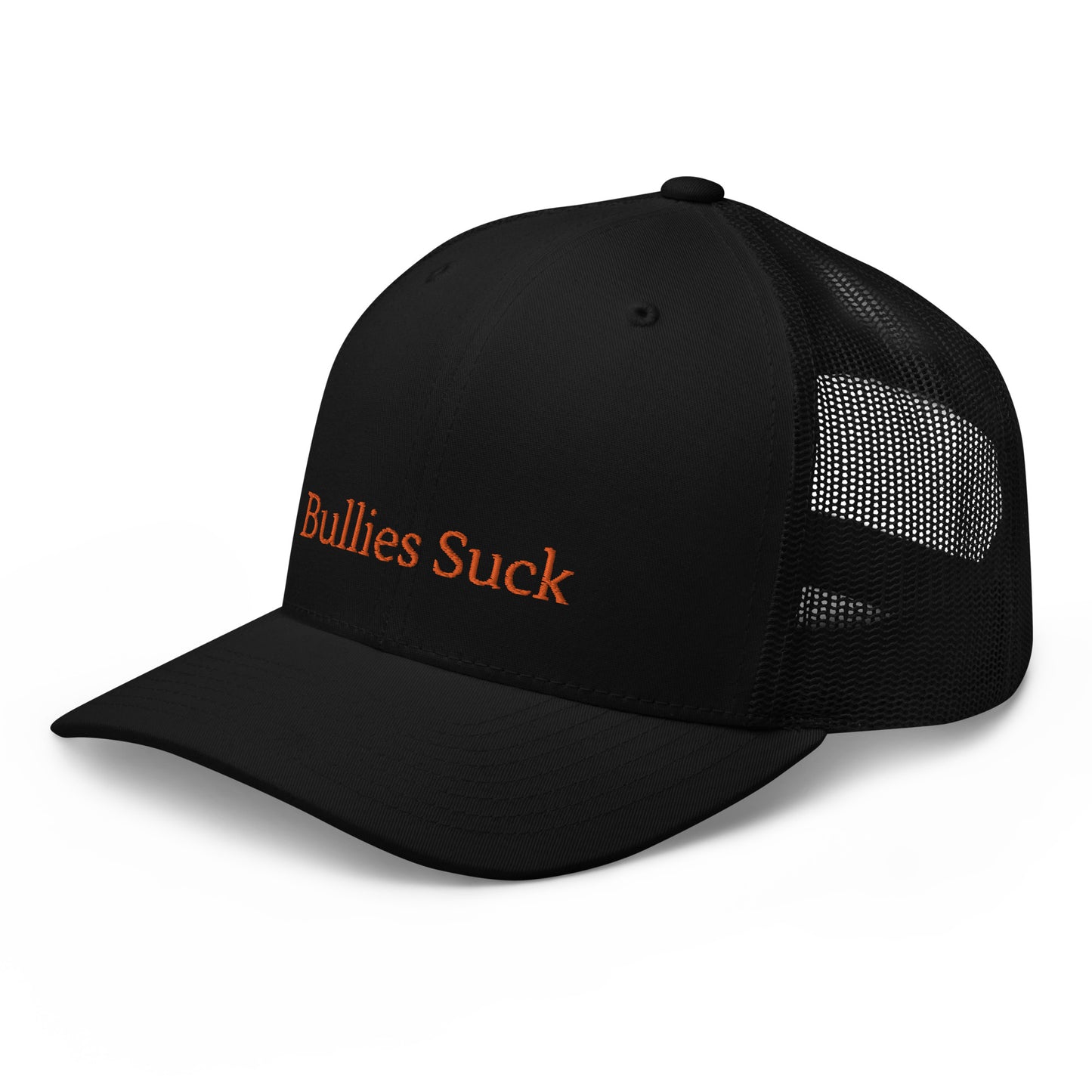 Embroidered Retro Style Trucker Cap - "Bullies Suck"