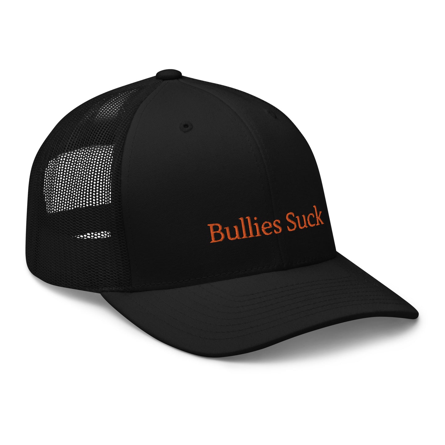 Embroidered Retro Style Trucker Cap - "Bullies Suck"