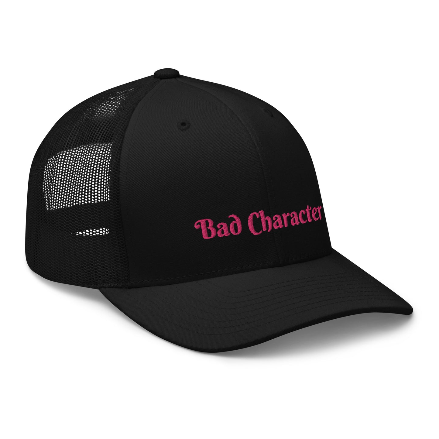 Embroidered Retro Style Trucker Cap - "Bad Character"